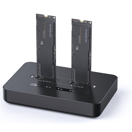Gembird Desktop dual drive USB Type-C M.2 NVME (and SATA) SSD docking station, Black DD2-U3M2