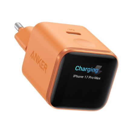 Anker Nano Charger 45W, Smart Display, Orange 24 pin USB-C