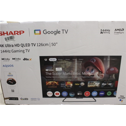 SALE OUT. Sharp 50HR7265E 50" (126cm) QLED 144Hz 4K Ultra HD Google TV, Dolby Vision, Dolby Atmos, Central Stand SALE OUT. Sharp 50HR7265E