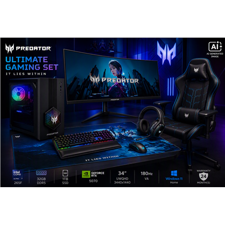 Acer Ultimate Gaming Set Orion 3000 + X34 V3 + PGC371 + Aethon 700 + Galea 550 + Cestus 333 + PMP470 Desktop