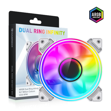 Gamemax Case Fan DUAL RING INFINITY WH White