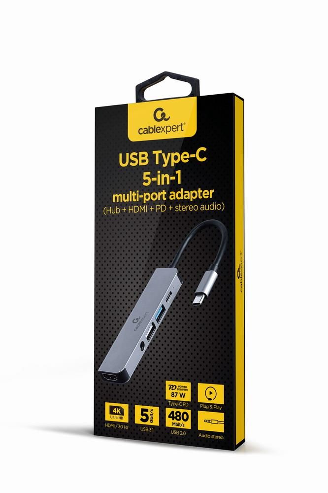 I/O ADAPTER USB-C TO HDMI/USB3/5IN1 A-CM-COMBO5-02 GEMBIRD